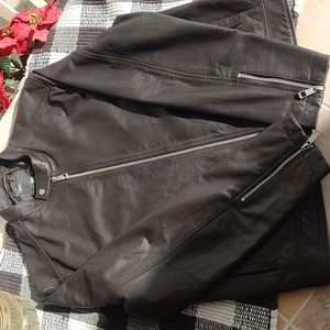 ASOS 100% Real Leather Jacket Dark Brown